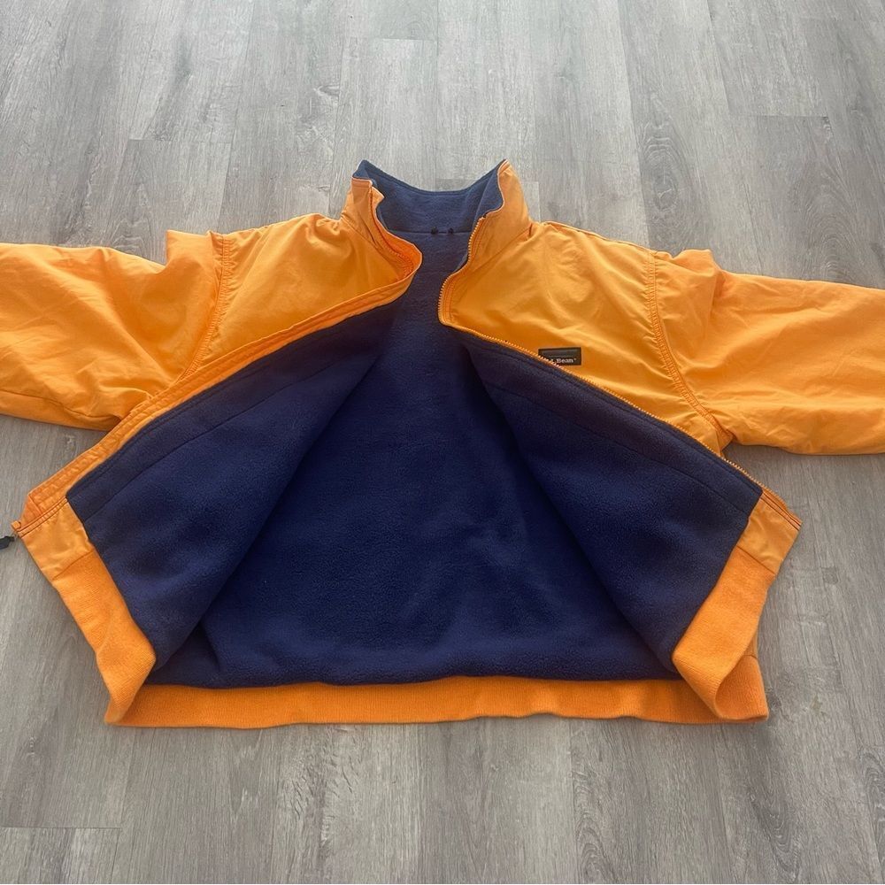 VINTAGE LL Bean Jacket Mens XL Orange Full ZIp Windbreaker Bomber Fleece Lined - Picture 7 of 7